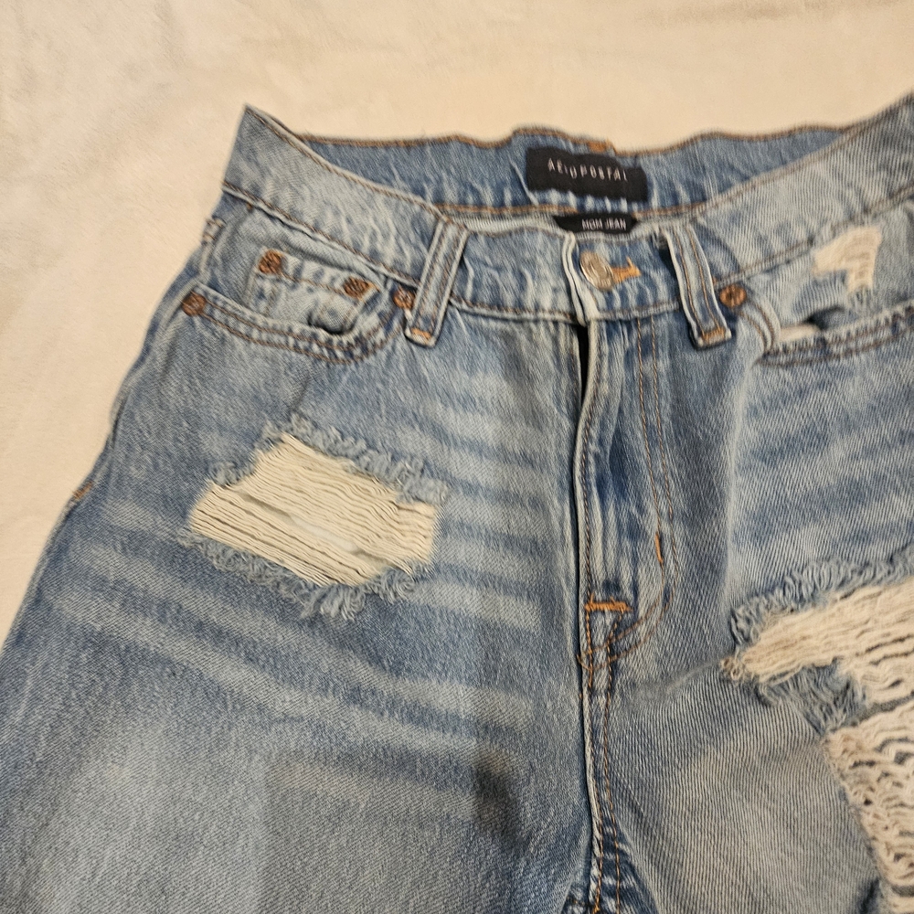Aeropostale Ripped Light Blue Boyfriend Jeans - Picture 6 of 14